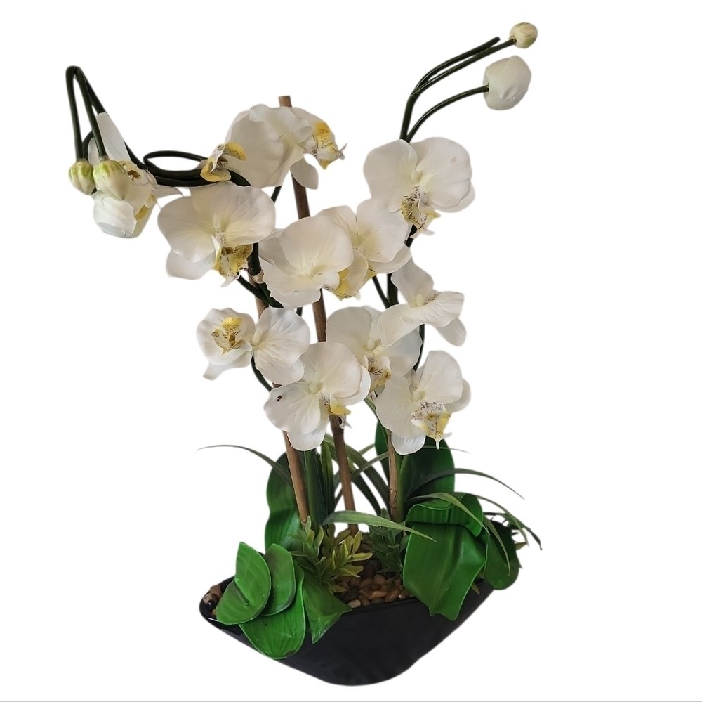 Artificial White Orchid Arrangement – Elegant Everlasting Beauty